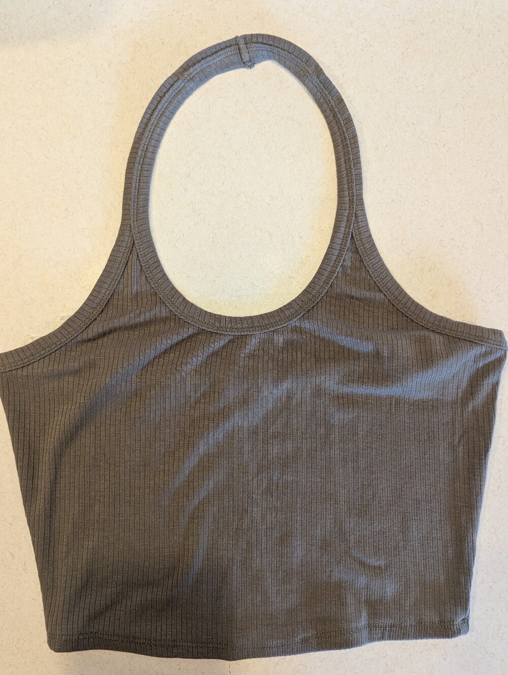 Bozzolo Ribbed Halter Crop Top Large NWOT Soft Stretch Rayon Blend